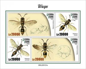 Sierra Leone - 2022 Potter Wasps on Stamps - 4 Stamp Sheet - SRL220121a