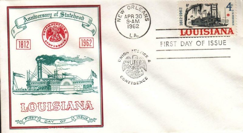 1962, 50th Anniv. Louisiana Statehood, Cascade, FDC (E8608)