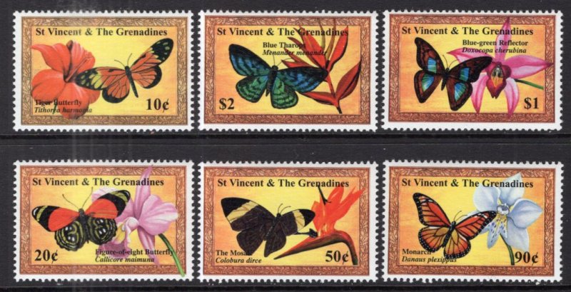 St Vincent 2904-2909 Butterflies Flowers MNH VF