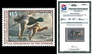 Scott RW66 1999 $15 Duck Stamp Mint Graded XF-Sup 95 NH with PSE CERTIFICATE!