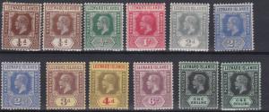 LEEWARD ISLANDS  1912 - 22  S G 46 - 54B  VALUES TO 1/-  MH 1/4D & 6D NO GUM