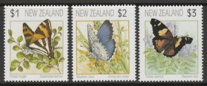New Zealand 1991 Butterflies Mint (3) MUH