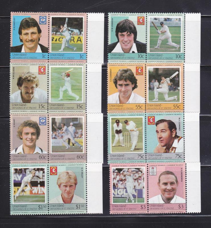 St Vincent Grenadines Union Island 126-133 Set MNH Cricket B