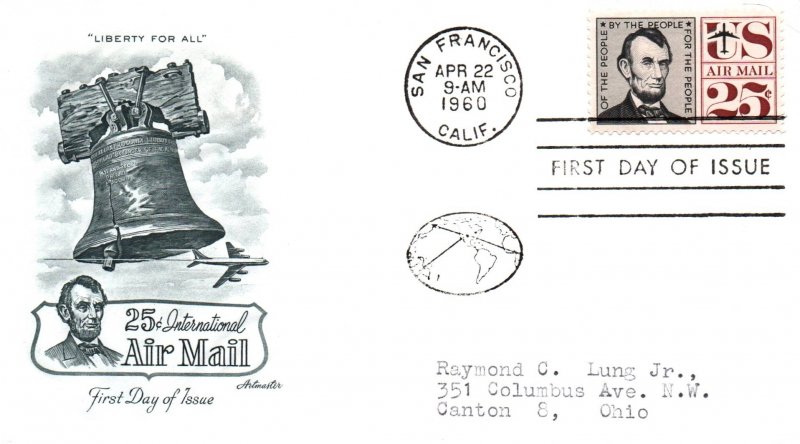 US C59 Lincoln Artmaster Typed FDC