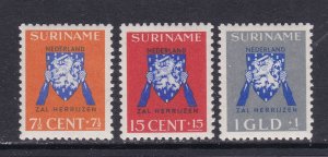 Suriname  Scott B34-B36,  1941 Semi-postals for RAF Pilots, VF MLH.  Scott $33