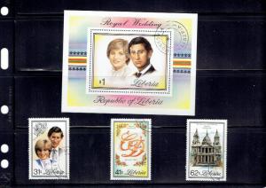 LIBERIA ROYAL WEDDING #897 - 900 SOUVENIR. SHEET, CTO