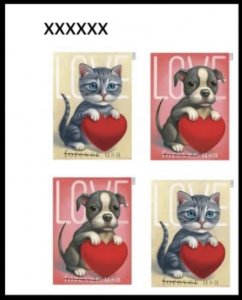 US Love Kitty Puppy NDC/Imperf UL Plate Block of 4 stamps MNH 2023 Pre-Order
