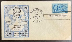 933 Designer Unknown FDR Four Freedoms FDC 1946