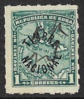 CUBA 1917 1c MAP Timbre Nacional Overprinted GENERAL REVENUE GP1 Used