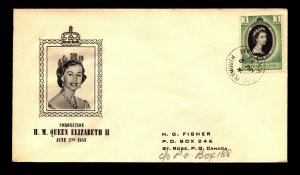 Leeward Islands 1953 QEII Coronation FDC - L13163