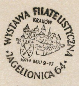 Poland 1964 Card Special Cancellation Jagiellonian University Cracow 600 Y Exhib