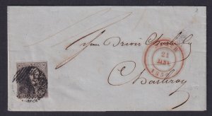 Belgium, Scott 1 (COB 1), 1850 folded letter from Namur to Charleroi