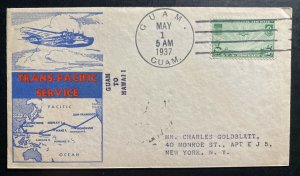 1937 Guam Guam Island First Flight Airmail Cover FFC to Hawaii Trans Pacific