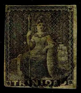 1854-57 Trinidad #7 Britannia - White Paper - Used - Fine - CV$95.00 (ESP#3266)