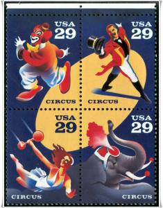 SC#2750-53 29¢ American Circus Block of Four (1993) MNH