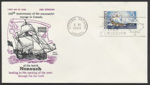 1968 #482 Voyage of the Nonsuch FDC Cole Cachet Ottawa