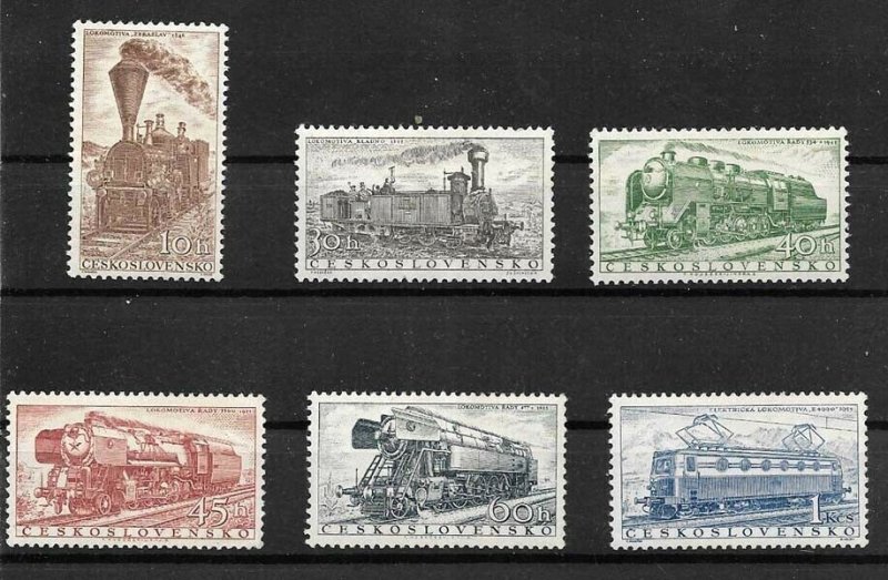 #20131 CESKOSLOVENSKO 1956 TRANSPORT TRAIN LOCOMOTIVE SET YV 875-80 MNH