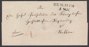 GERMANY c1840 cover - folded wrapper ex DEMMIN..............................T752