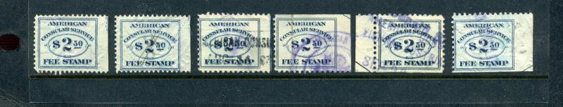 Scott #RK5 & RK18 Consular Service Fee Revenue Plate # & imprint Stamp Large Lot