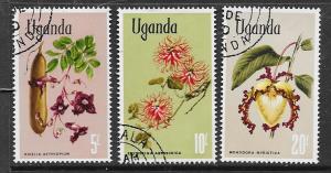 Uganda #127-129  Flowers   (U)  CV $2.05