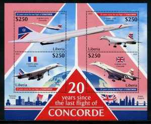 LIBERIA 2023 20th ANNIVERSARY OF THE LAST CONCORDE FLIGHT SHEET MINT NH