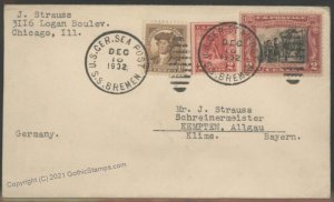 USA Germany 1929 Seapost Chicago to Kempten, Bavaria Cover G103258