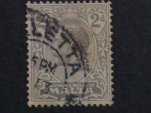​MALTA-1921 SC#69 KING GEORGE V FANCY CANCEL 102 YEARS OLD VERY FINE RARE