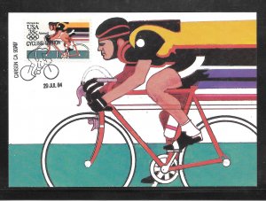 #C110 CYCLING STATION JUL29/1984 Maximum Card USPS Cachet (my4968)