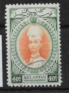 MALAYA KELANTAN SG50 1937 40c ORANGE & BLUE-GREEN USED