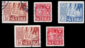 Sweden 1946 Sc 369-73 (371 MH) Used vf 800 years Lundsdom Church Issue