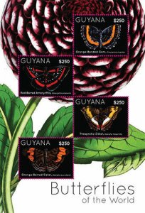 Guyana 2012 - Butterflies Of The World - Sheet Of 4 - Scott #4100 - MNH