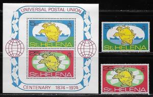 St. Helena 283-4a 100th UPU set and s.s. MNH