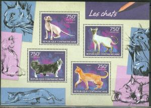 CENTRAL AFRICA 2014 CATS SHEET MINT NH