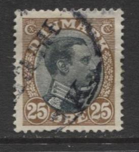 Denmark - Scott 107 - King Christian X Issue -1920 - Used - Single 25o Stamp