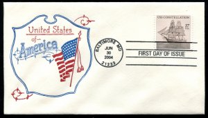 3869 US 37c USS Constellation SA FDC,  Artopages cachet