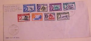 GILBERT & ELLICE ISLANDS FDC 1956 AU 1 WITH 8 DIFF STAMPS CANTON FOLDED AWAY