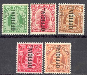 New Zealand Sc# O33-O37 MH 1910 Official