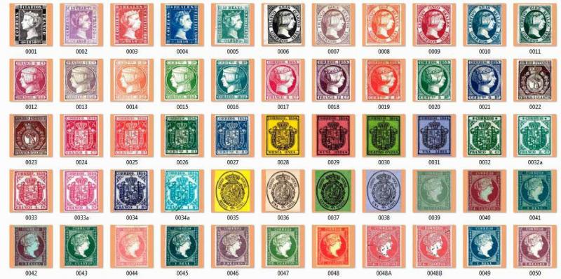 SPANISH STAMPS 1850-2013 ENCICLOPEDIA + CATALOGUE (Over 5200 illustrations)