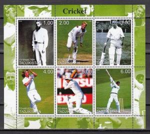 Tadjikistan, 2000 Russian Local issue. Cricket, Sports sheet of 6. ^