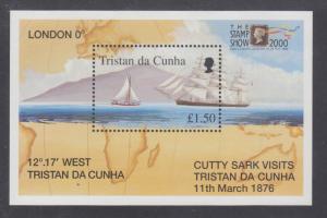 Tristan da Cunha Sc 663 MNH. 2000 Cutty Sark visit, souvenir sheet of 1, VF