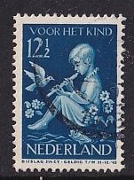 Netherlands  #B112  used 1938  child with bird fish and flowers  12 1 /2c