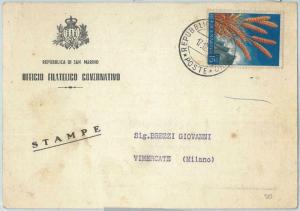 71882 - SAN MARINO - Postal History - Official Card  - AGRICOLTURE  1960