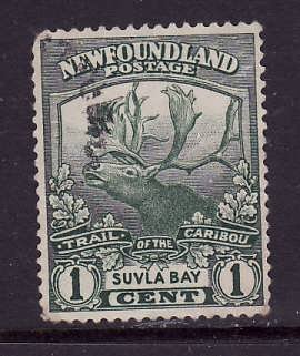 Newfoundland-Sc#115-used 1c green Suvla Bay -1919-id#13-