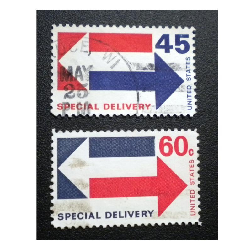 UNITED STATES SPECIAL DELIVERY STAMP. 1969 - 71. SCOTT # E22 - E23. USED.