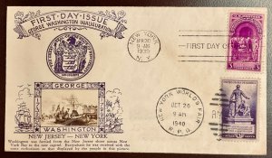 854 Crosby Cachet Washington Inaugural FDC  1939