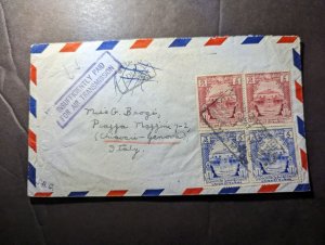 1949 Burma Postage Due Airmail Cover Maymyo to Genoa Italy