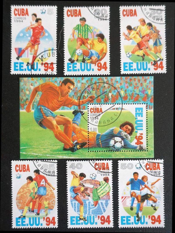 CUBA Sc# 3545-3551 WORLD CUP OF SOCCER Football EUROPE  Cpl set of 6+SS 1994 cto