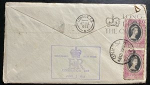 1953 Cocos Island First Day Cover FDC Queen Elizabeth II Coronation QE2