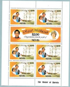 Nevis # 137-138, Royal Wedding, Sheet of 7 Stamps, Mint NH, 1/2 Cat.