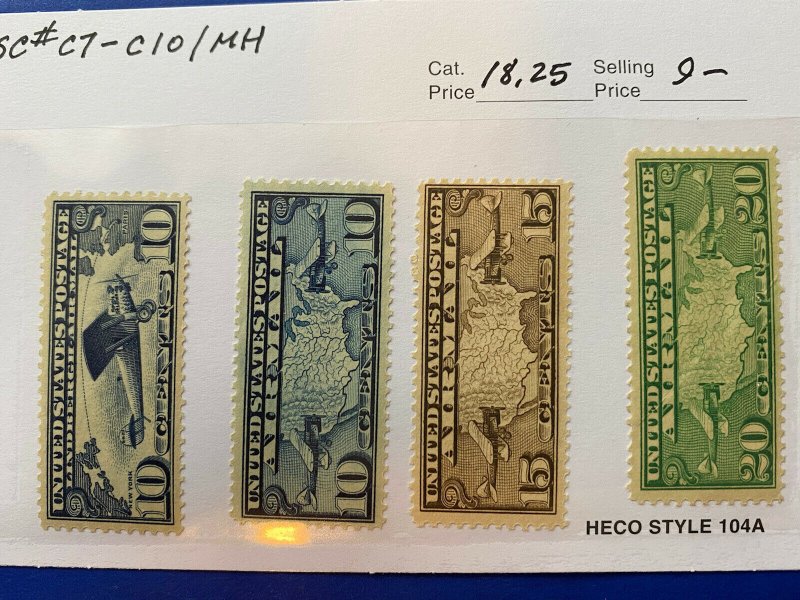 US Stamps - SC# C7 - C10 - MH - Catalog Value $18.25